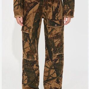 Nova Kids Green‎ Black In The Wild Camo Stretch Cargo Jeans Sz 7/8~NWT